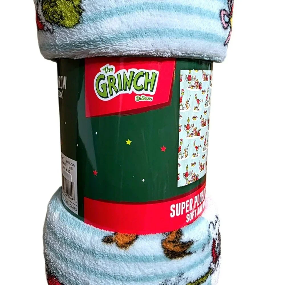 New Grinch Plush Kids Throw Blanket Max Dog Cindy Lou Holiday Christmas Gift